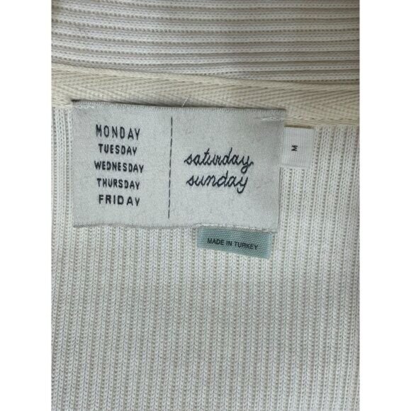 Anthropologie Saturday Sunday Women's M Ivory Sweater Knit Cardigan Crop WrapTie - Picture 5 of 9